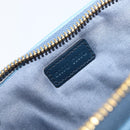 Miu Miu Hand Pouch Leather Light Blue Gold Auth 199107V-18