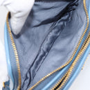 Miu Miu Hand Pouch Leather Light Blue Gold Auth 199107V-11