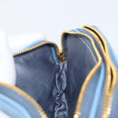 Miu Miu Hand Pouch Leather Light Blue Gold Auth 199107V-19