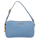 Miu Miu Hand Pouch Leather Light Blue Gold Auth 199107V-13