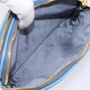 Miu Miu Hand Pouch Leather Light Blue Gold Auth 199107V-21