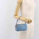 Miu Miu Hand Pouch Leather Light Blue Gold Auth 199107V-22