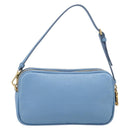 Miu Miu Hand Pouch Leather Light Blue Gold Auth 199107V-2