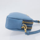 Miu Miu Hand Pouch Leather Light Blue Gold Auth 199107V-3