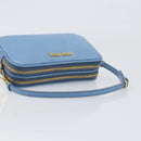 Miu Miu Hand Pouch Leather Light Blue Gold Auth 199107V-7