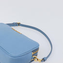 Miu Miu Hand Pouch Leather Light Blue Gold Auth 199107V-8