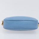 Miu Miu Hand Pouch Leather Light Blue Gold Auth 199107V-5