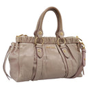 Miu Miu Hand Bag Vitellolux 2way Beige Gold Auth 199109V-1