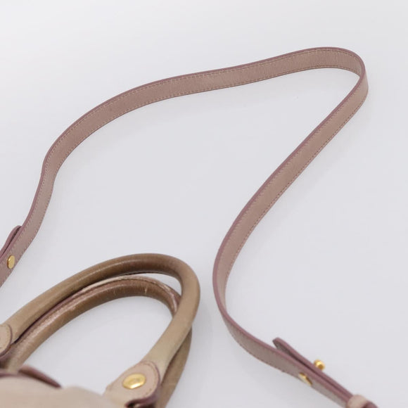 Miu Miu Hand Bag Vitellolux 2way Beige Gold Auth 199109V
