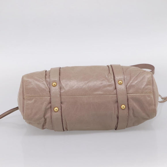 Miu Miu Hand Bag Vitellolux 2way Beige Gold Auth 199109V