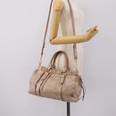 Miu Miu Hand Bag Vitellolux 2way Beige Gold Auth 199109V-24