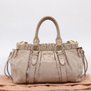 Miu Miu Hand Bag Vitellolux 2way Beige Gold Auth 199109V-12