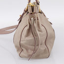 Miu Miu Hand Bag Vitellolux 2way Beige Gold Auth 199109V-4