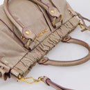 Miu Miu Hand Bag Vitellolux 2way Beige Gold Auth 199109V-6