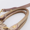Miu Miu Hand Bag Vitellolux 2way Beige Gold Auth 199109V-8