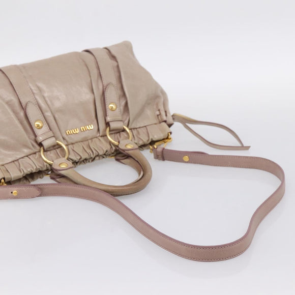 Miu Miu Hand Bag Vitellolux 2way Beige Gold Auth 199109V