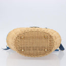 PRADA Hand Bag Rattan 2way Brown Gold Auth 199110V-11