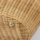 PRADA Hand Bag Rattan 2way Brown Gold Auth 199110V-12