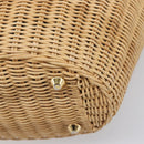 PRADA Hand Bag Rattan 2way Brown Gold Auth 199110V-14