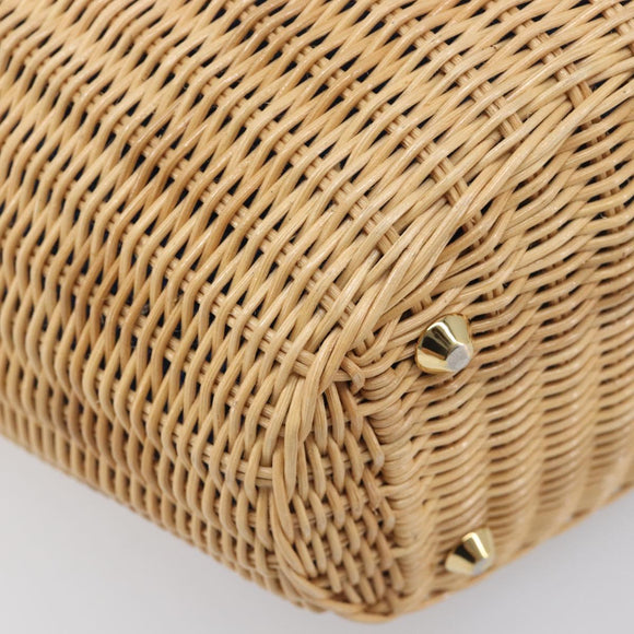 PRADA Hand Bag Rattan 2way Brown Gold Auth 199110V