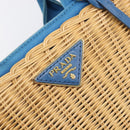PRADA Hand Bag Rattan 2way Brown Gold Auth 199110V-16