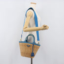 PRADA Hand Bag Rattan 2way Brown Gold Auth 199110V-27