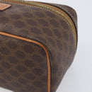 CELINE Macadam Canvas Chain Hand Vanity Bag PVC Leather Brown Gold Auth 199112A-14