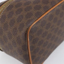 CELINE Macadam Canvas Chain Hand Vanity Bag PVC Leather Brown Gold Auth 199112A-15