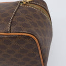 CELINE Macadam Canvas Chain Hand Vanity Bag PVC Leather Brown Gold Auth 199112A-16