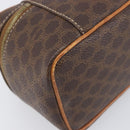 CELINE Macadam Canvas Chain Hand Vanity Bag PVC Leather Brown Gold Auth 199112A-9