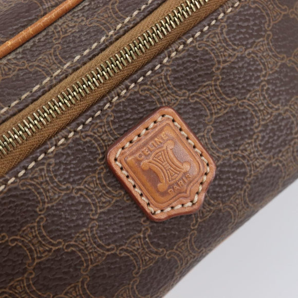 CELINE Macadam Canvas Chain Hand Vanity Bag PVC Leather Brown Gold Auth 199112A