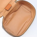 CELINE Macadam Canvas Chain Hand Vanity Bag PVC Leather Brown Gold Auth 199112A-11