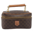 CELINE Macadam Canvas Chain Hand Vanity Bag PVC Leather Brown Gold Auth 199112A-13