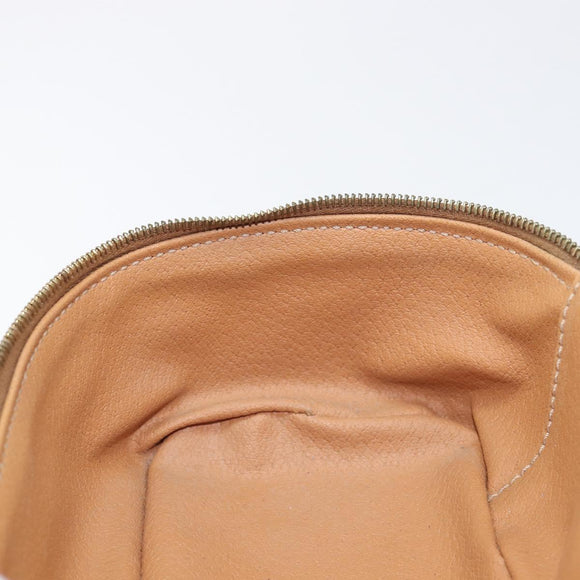 CELINE Macadam Canvas Chain Hand Vanity Bag PVC Leather Brown Gold Auth 199112A