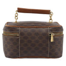 CELINE Macadam Canvas Chain Hand Vanity Bag PVC Leather Brown Gold Auth 199112A-2