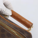 CELINE Macadam Canvas Chain Hand Vanity Bag PVC Leather Brown Gold Auth 199112A-8