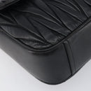 Miu Miu Matelasse Chain Shoulder Bag Leather Black Silver Auth 199113A-15