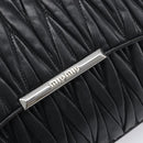 Miu Miu Matelasse Chain Shoulder Bag Leather Black Silver Auth 199113A-19