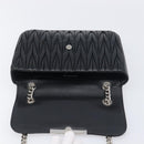Miu Miu Matelasse Chain Shoulder Bag Leather Black Silver Auth 199113A-20