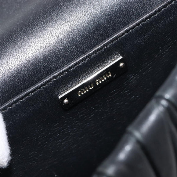 Miu Miu Matelasse Chain Shoulder Bag Leather Black Silver Auth 199113A