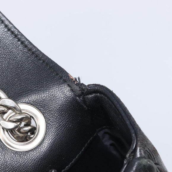 Miu Miu Matelasse Chain Shoulder Bag Leather Black Silver Auth 199113A