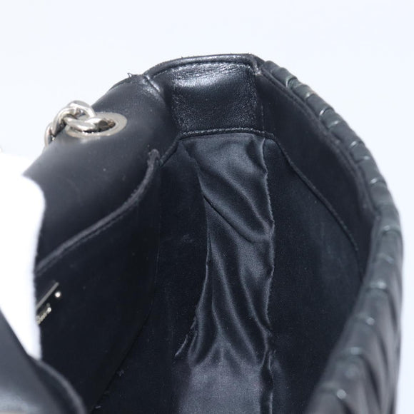 Miu Miu Matelasse Chain Shoulder Bag Leather Black Silver Auth 199113A