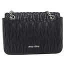 Miu Miu Matelasse Chain Shoulder Bag Leather Black Silver Auth 199113A-2