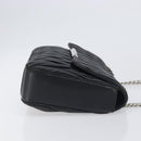 Miu Miu Matelasse Chain Shoulder Bag Leather Black Silver Auth 199113A-3