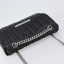 Miu Miu Matelasse Chain Shoulder Bag Leather Black Silver Auth 199113A-6