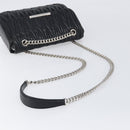 Miu Miu Matelasse Chain Shoulder Bag Leather Black Silver Auth 199113A-7