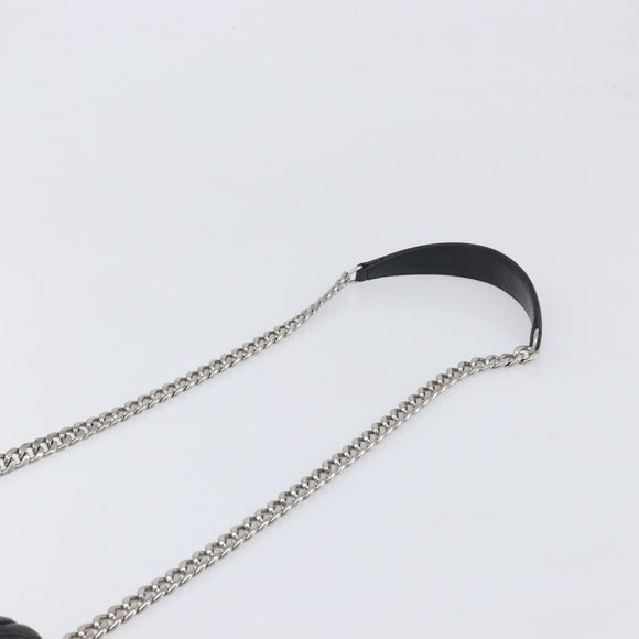 Miu Miu Matelasse Chain Shoulder Bag Leather Black Silver Auth 199113A