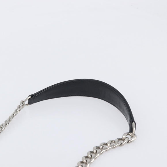 Miu Miu Matelasse Chain Shoulder Bag Leather Black Silver Auth 199113A