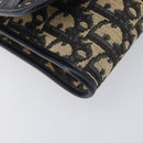 Christian Dior Trotter Canvas Chain Shoulder Bag Navy Gold Auth 199115-15