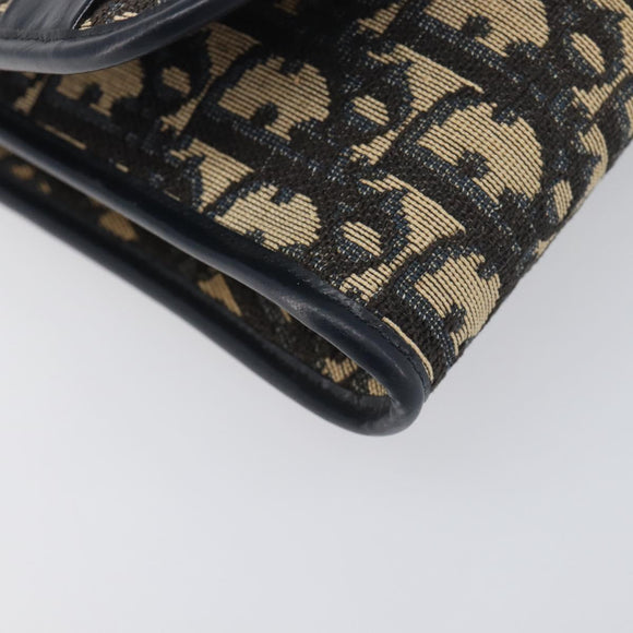 Christian Dior Trotter Canvas Chain Shoulder Bag Navy Gold Auth 199115